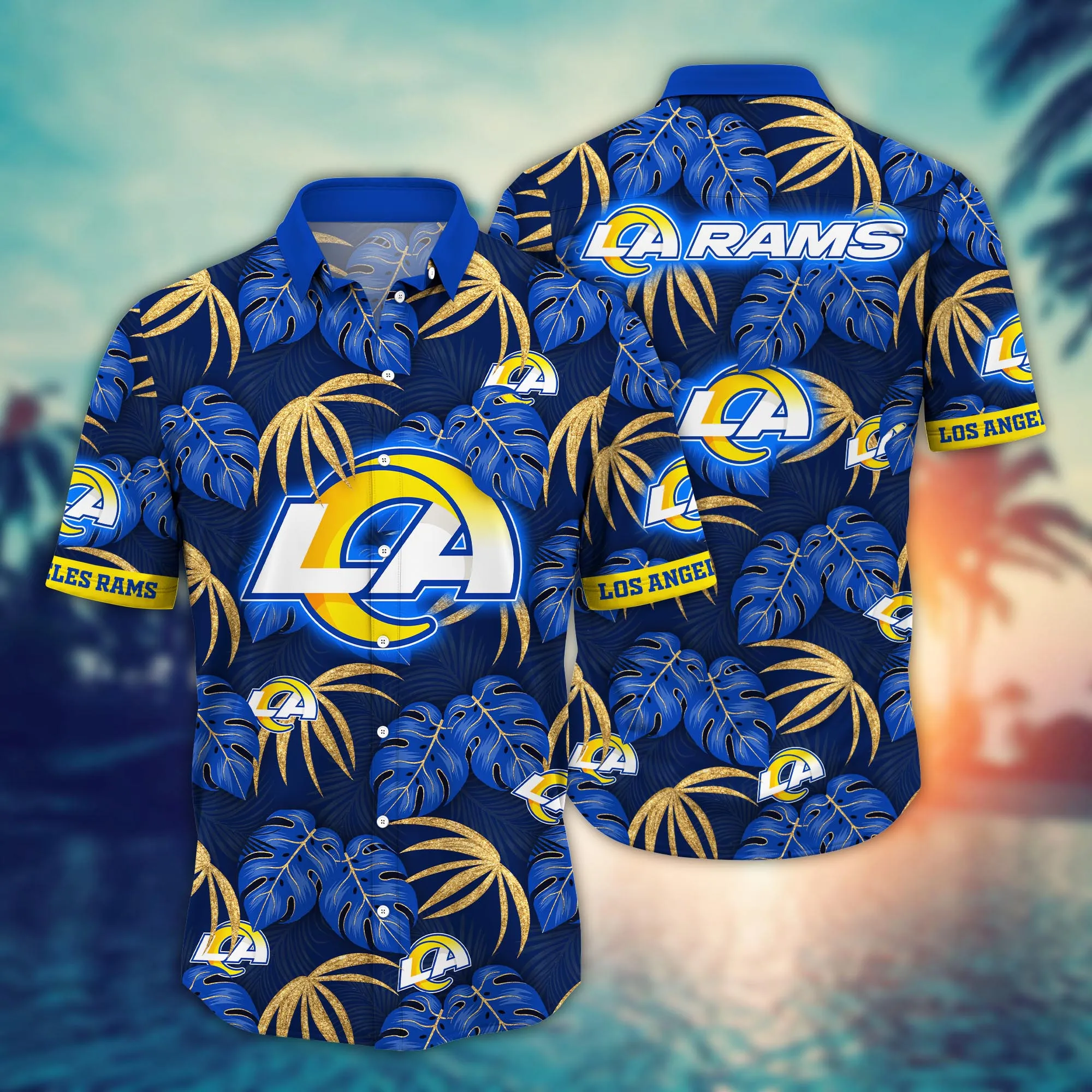 Los Angeles Rams NFL Hawaiian Shirt Coastal Aloha Shirt Los Angeles Rams NFL Hawaiian Shirt Coastal Aloha Shirt