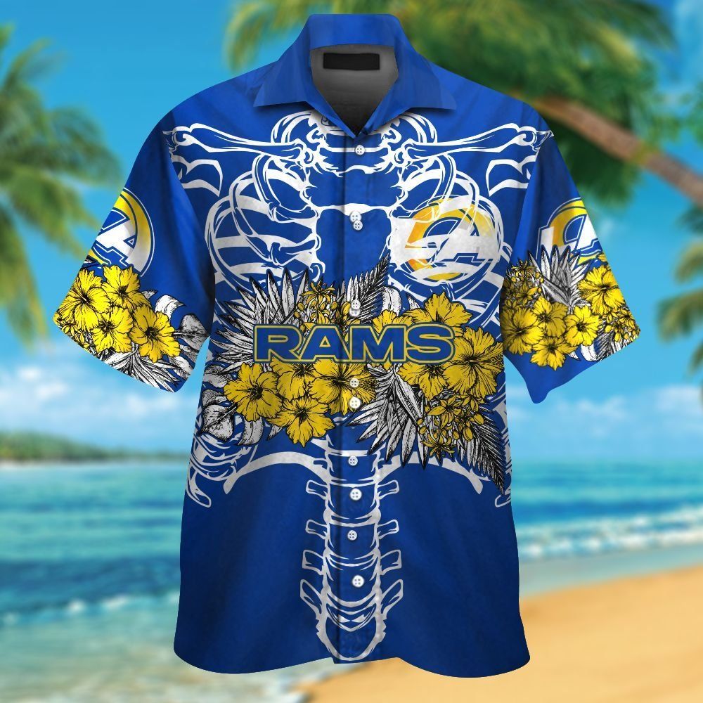 Los Angeles Rams Short Sleeve Button Up Tropical Hawaiian Shirt VER015