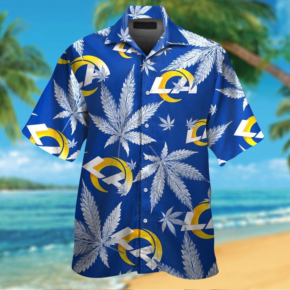 Los Angeles Rams Short Sleeve Button Up Tropical Hawaiian Shirt VER017