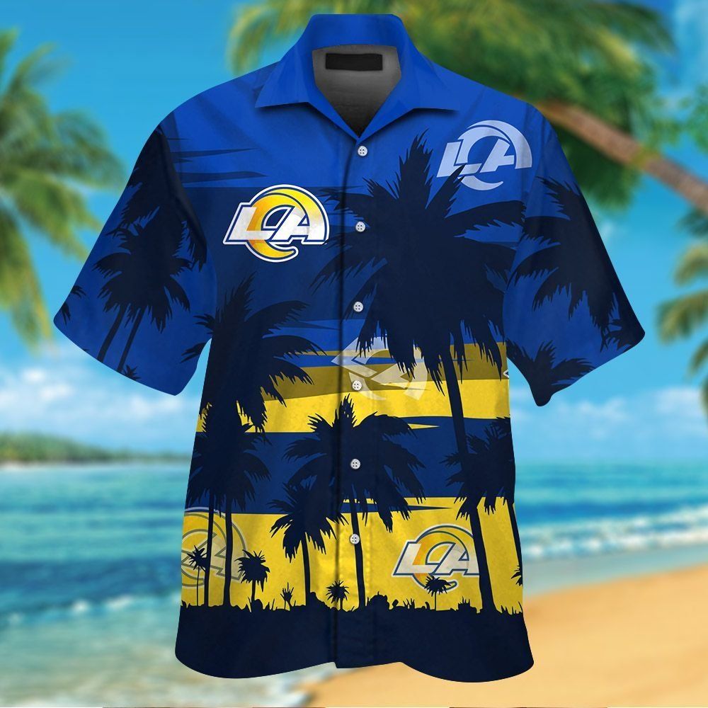 Los Angeles Rams Short Sleeve Button Up Tropical Hawaiian Shirt VER021