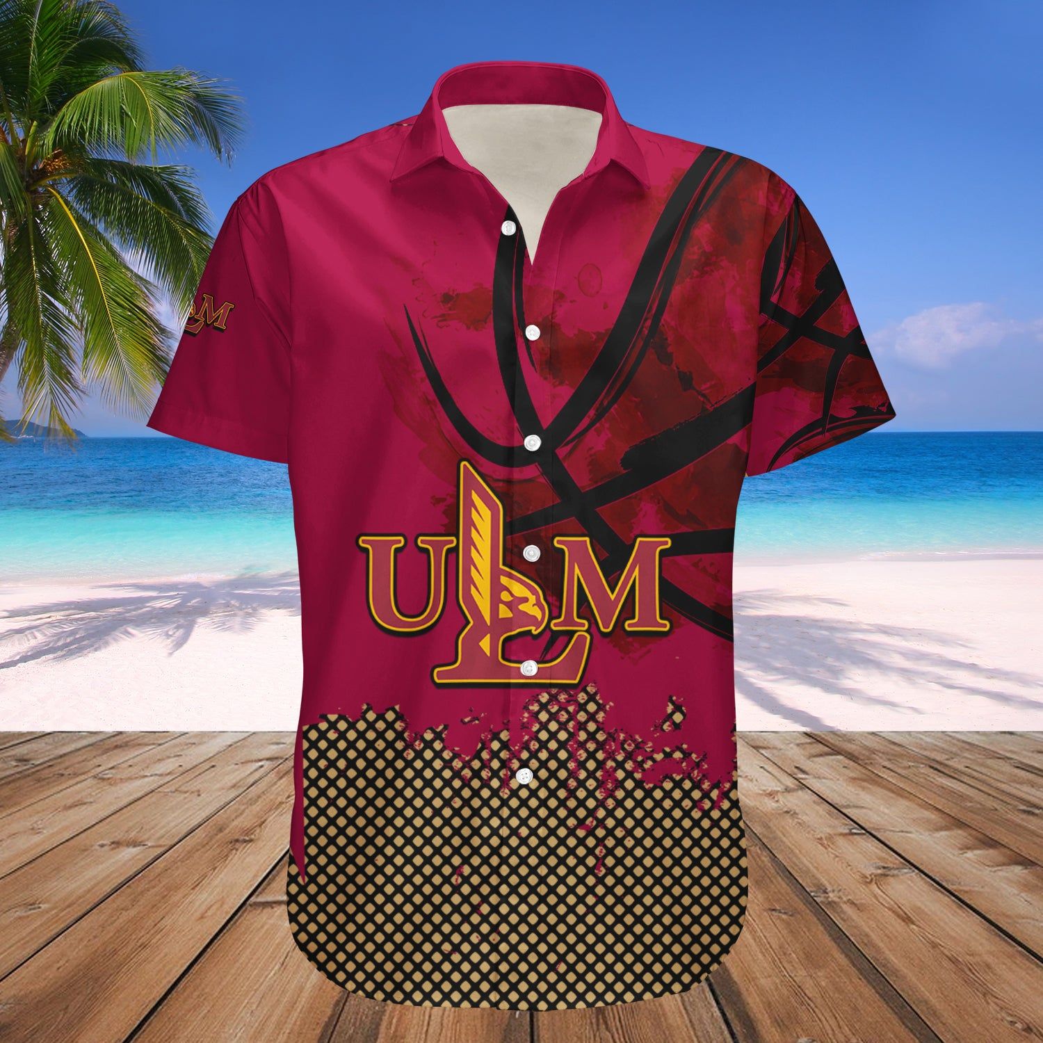 Louisiana-Monroe Warhawks Hawaii Shirt Basketball Net Grunge Pattern – NCAA