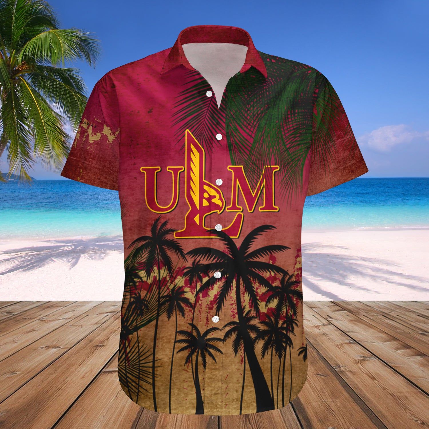 Louisiana-Monroe Warhawks Hawaii Shirt Coconut Tree Tropical Grunge – NCAA