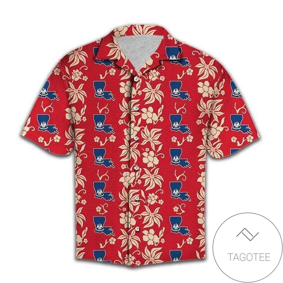 Louisiana Passion Red Pattern Design On Classic Hawaiian Shirt
