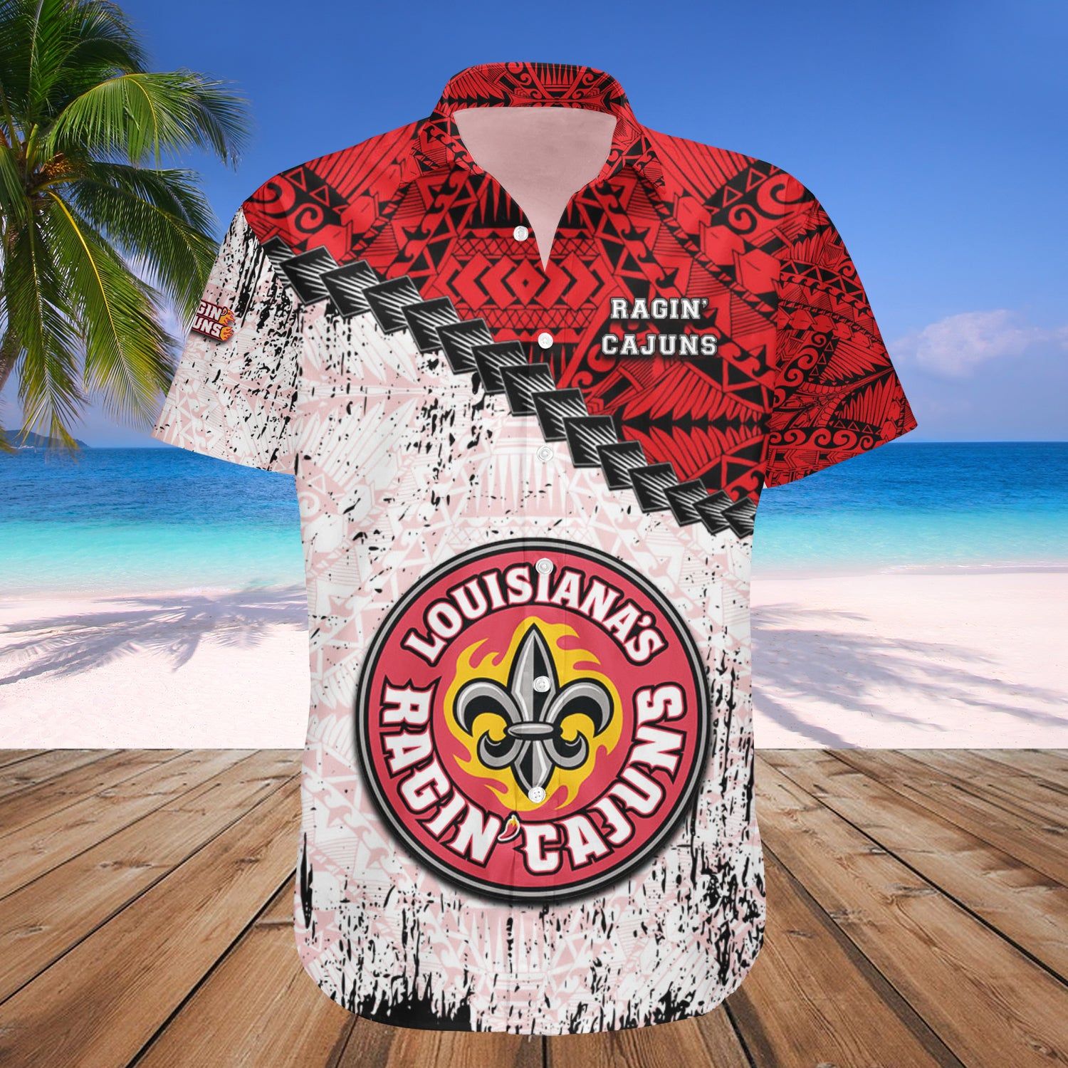 Louisiana Ragin Cajuns Hawaii Shirt Grunge Polynesian Tattoo – NCAA