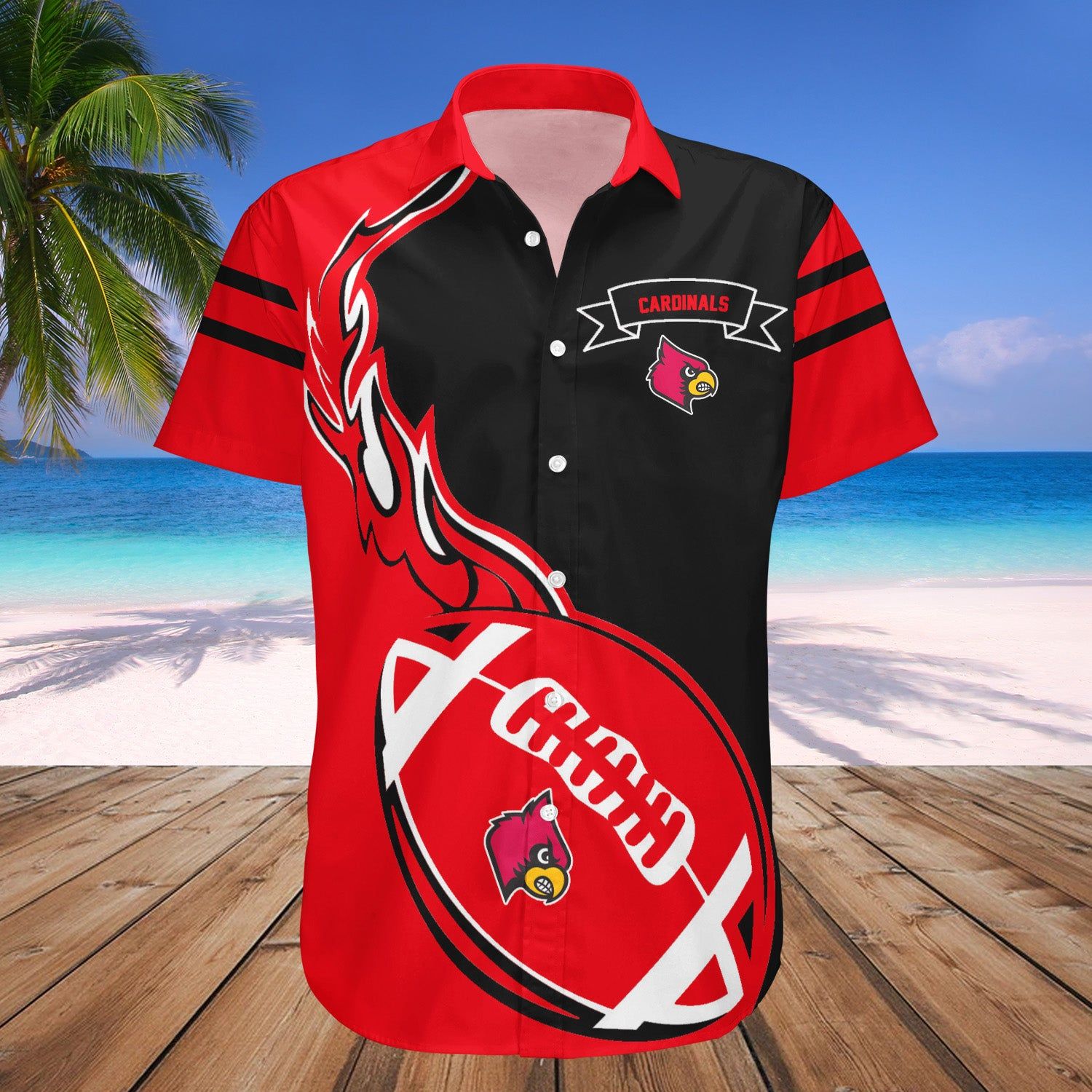 Louisville Cardinals Hawaii Shirt Flame Ball – NCAA