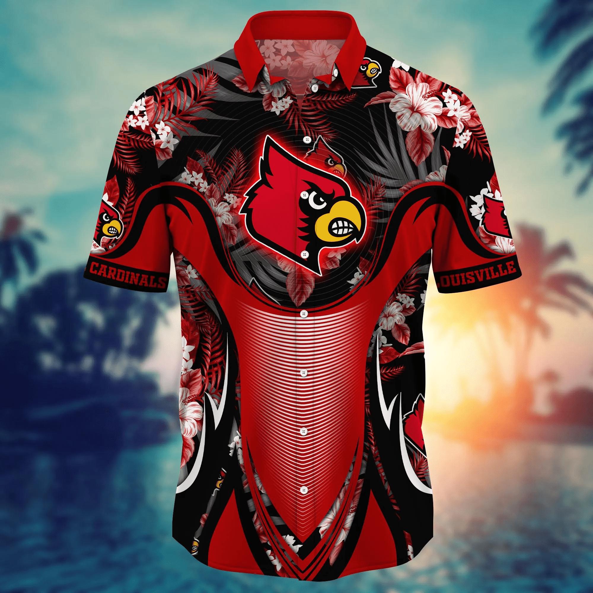 Louisville Cardinals NCAA Hawaiian Shirt Sun Rays Aloha Shirt