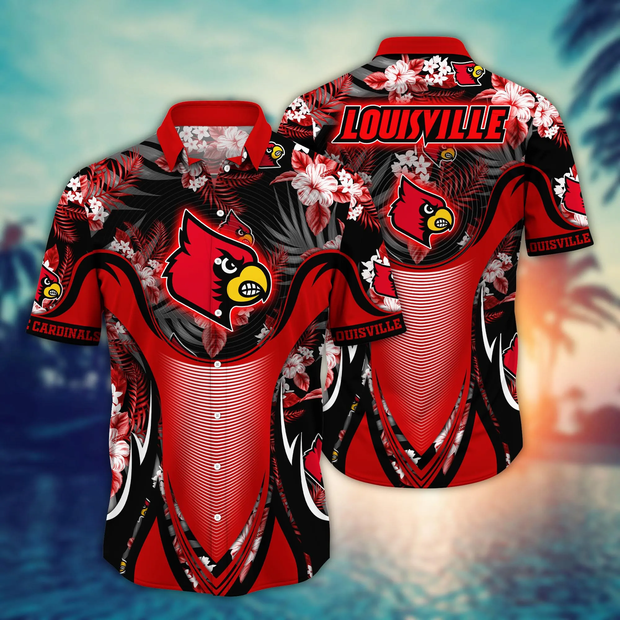 Louisville Cardinals NCAA Hawaiian Shirt Sun Rays Aloha Shirt Louisville Cardinals NCAA Hawaiian Shirt Sun Rays Aloha Shirt