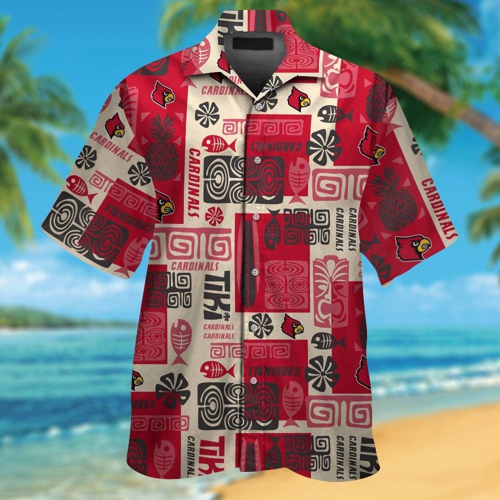 Louisville Cardinals Short Sleeve Button Up Tropical Hawaiian Shirt VER018