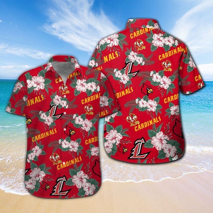 Louisville Cardinals Short Sleeve Button Up Tropical Hawaiian Shirt VER07