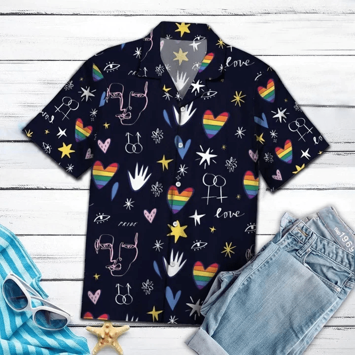 Love Amazing Lgbt Trendy Hawaiian Shirt, Short Sleeve Hawaiian Aloha Shirt For Men And Women