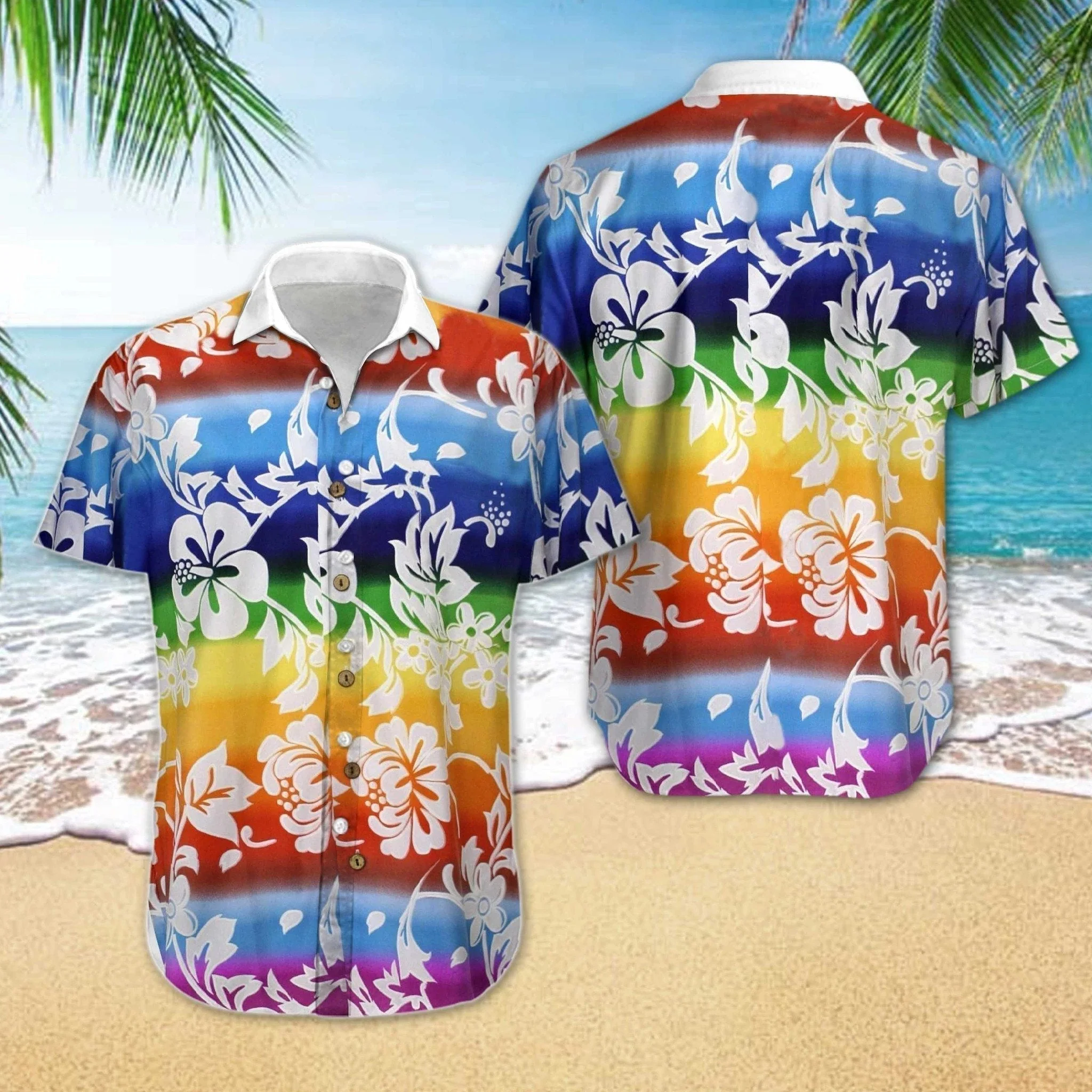 Love and Pride LGBT Floral Summer Hawaiian Shirt