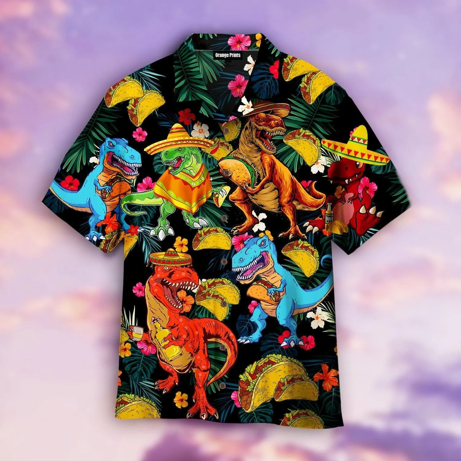 Love for Tacos Dinosaur Themed Hawaiian Shirt