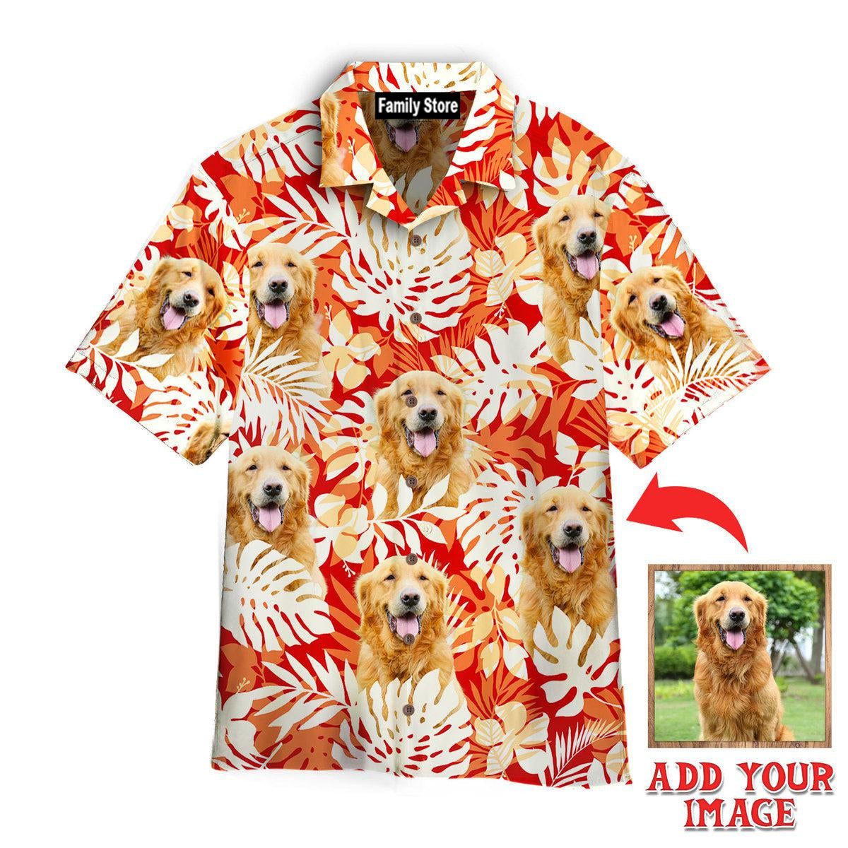 Love Golden Retriever Tropical Custom Hawaiian Shirt