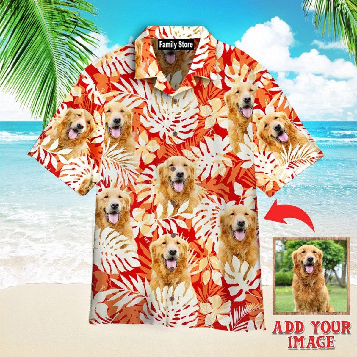 Love Golden Retriever Tropical Custom Hawaiian Shirt Love Golden Retriever Tropical Custom Hawaiian Shirt