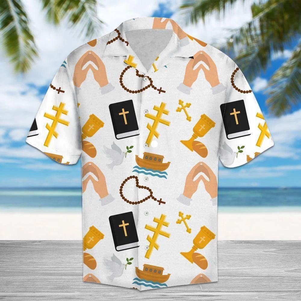 Love Jesus Pray For Peace White Aloha Hawaiian Shirts For Men And Women