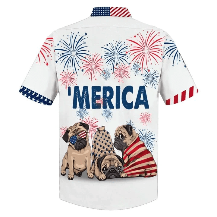 Love Pug 4Th Of July Trendy Hawaiian Shirt, Independence Day Hawaii Shirt For Men, Women