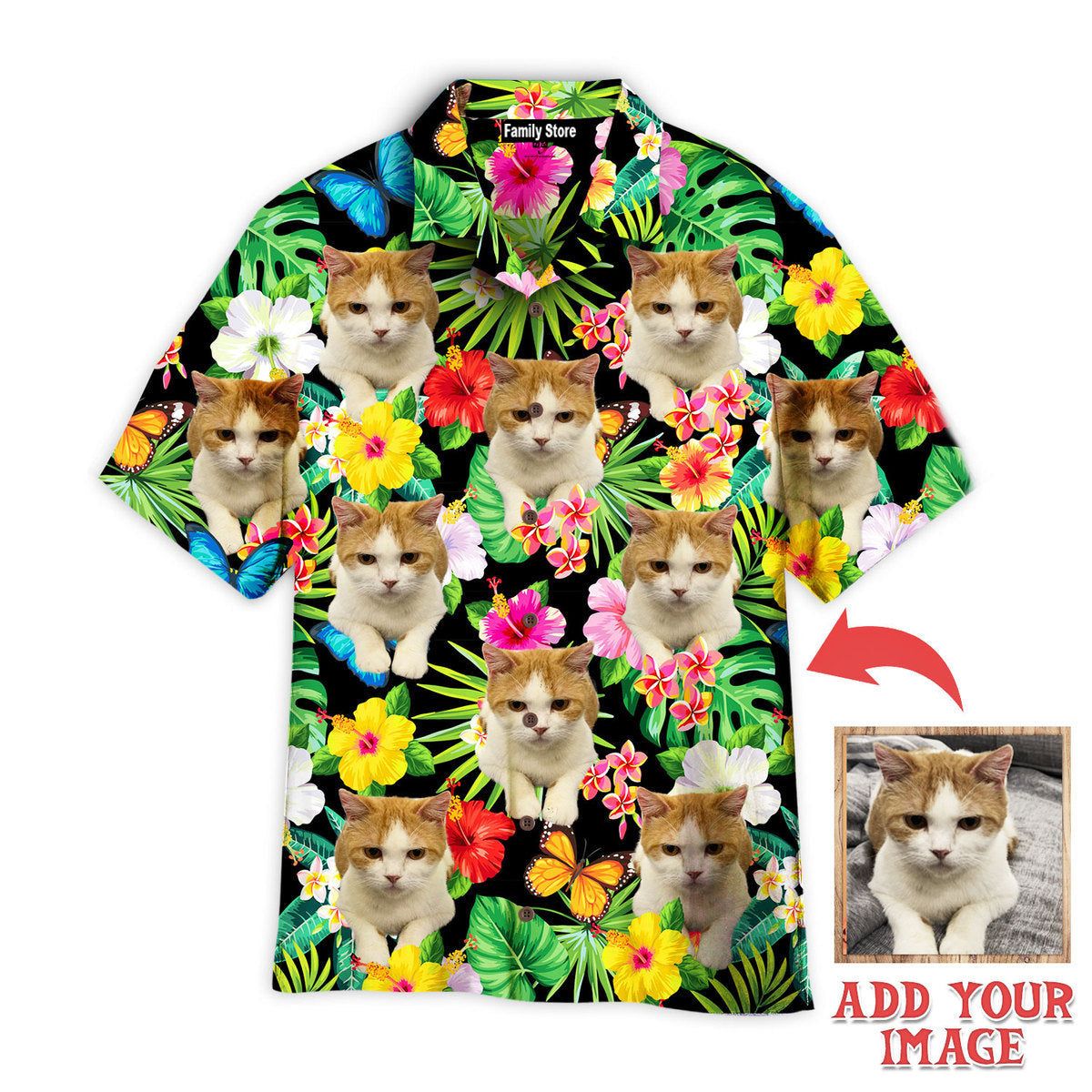 Lovely Cat Sitting On Flower Tropical Custom Hawaiian Shirt Lovely Cat Sitting On Flower Tropical Custom Hawaiian Shirt