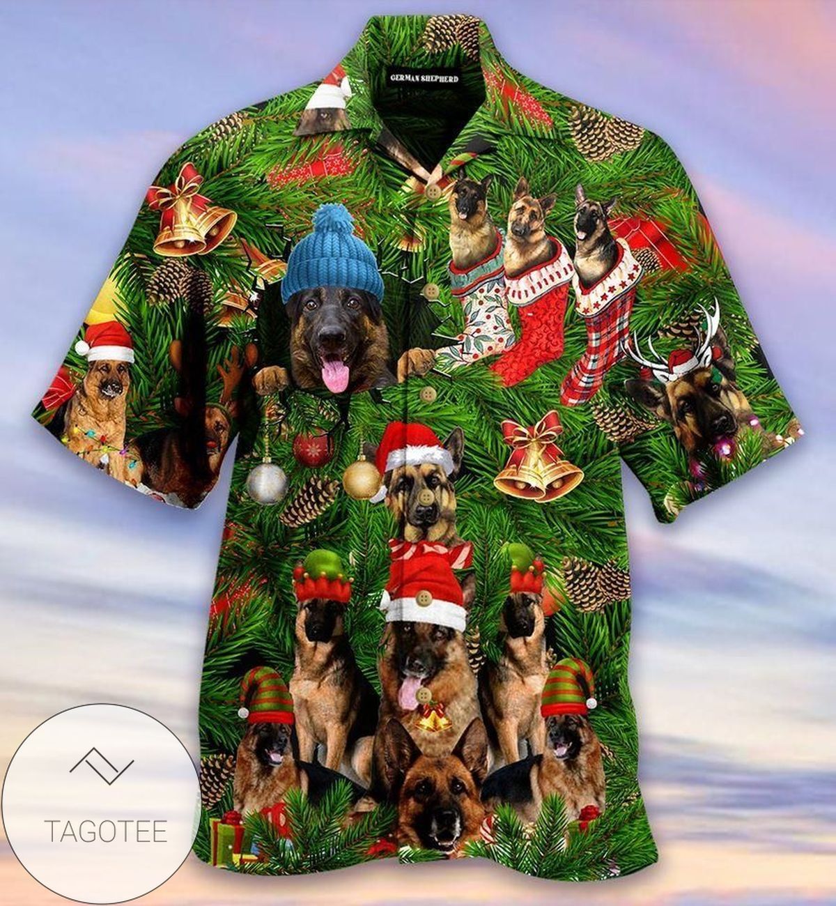Lovely Christmas German Shepherd Green Hawaiian Shirts