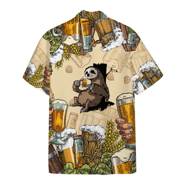 Lovelypod – 3D Sloth And Beer Custom Hawaii Shirt, Trendy Hawaiian Shirts For Men Short Sleeve Aloha Beach Shirt