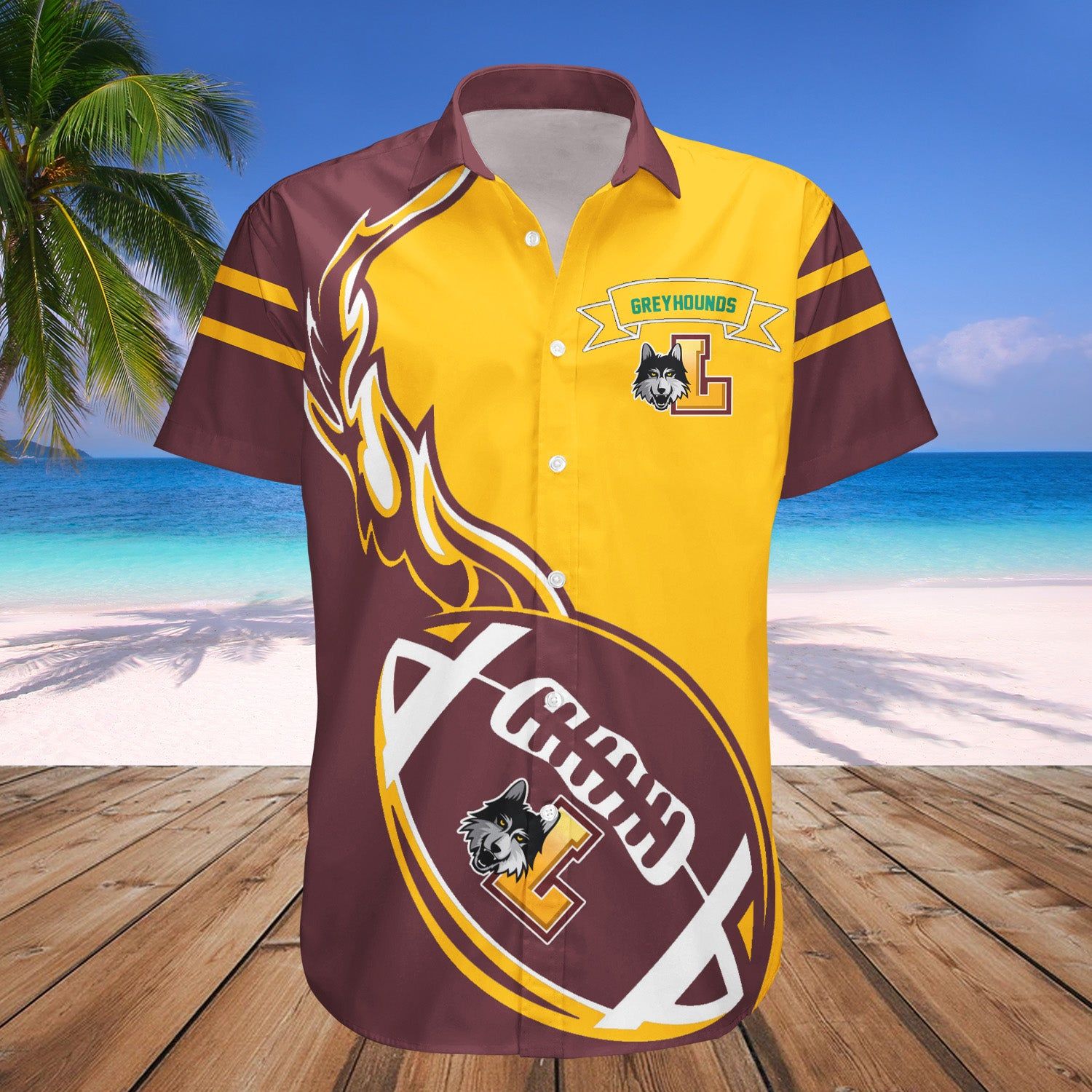 Loyola-Maryland Greyhounds Hawaii Shirt Flame Ball – NCAA