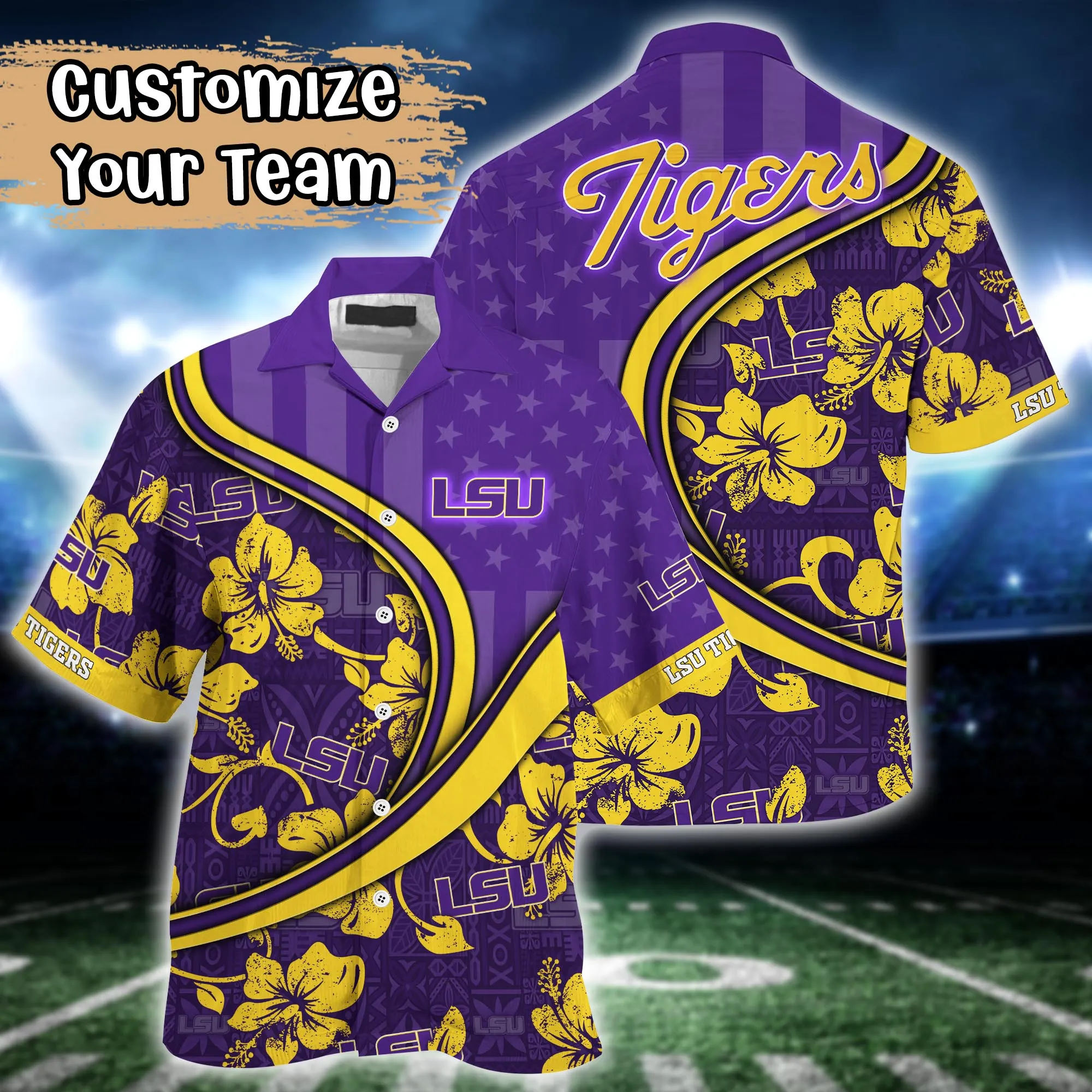 Lsu Tigers NCAA Us Flag Hawaiian Shirt Custom Summer Aloha Shirt
