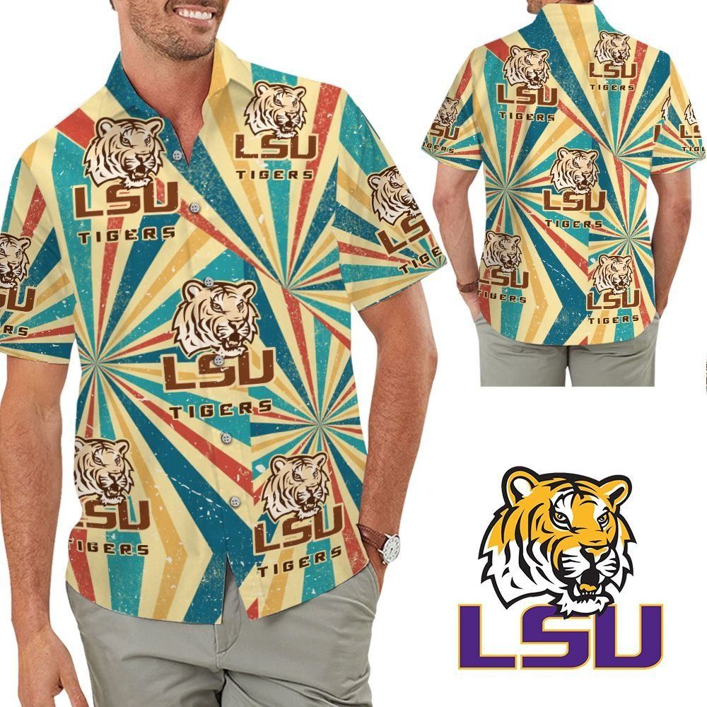 LSU Tigers Retro Vintage Style Tropical Hawaiian Shirts for Men Women