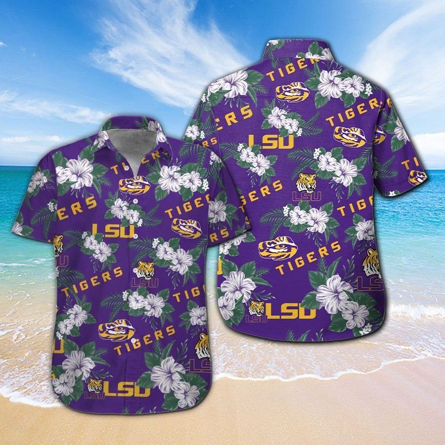 LSU Tigers Short Sleeve Button Up Tropical Hawaiian Shirt VER012