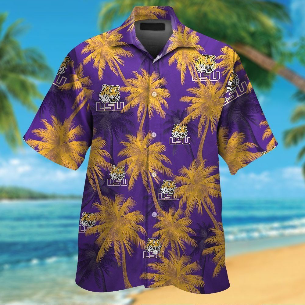 LSU Tigers Short Sleeve Button Up Tropical Hawaiian Shirt VER024