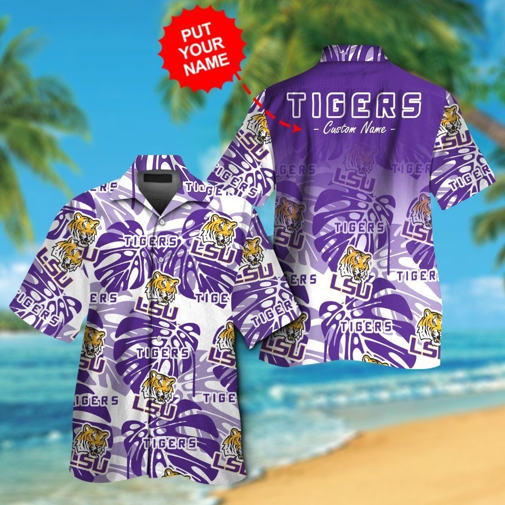 LSU Tigers Short Sleeve Button Up Tropical Hawaiian Shirt VER025
