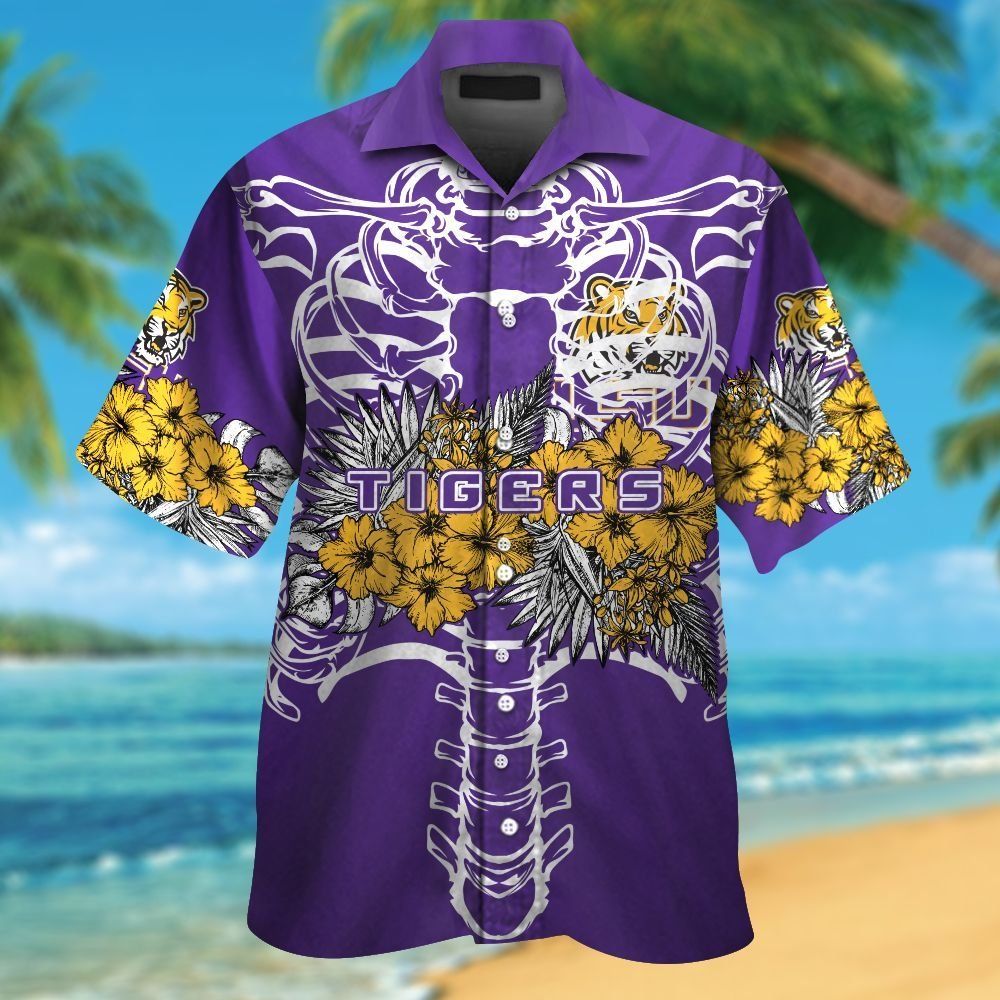 LSU Tigers Short Sleeve Button Up Tropical Hawaiian Shirt VER030