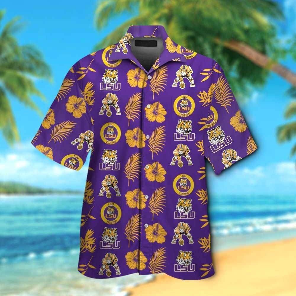 LSU Tigers Short Sleeve Button Up Tropical Hawaiian Shirt VER04