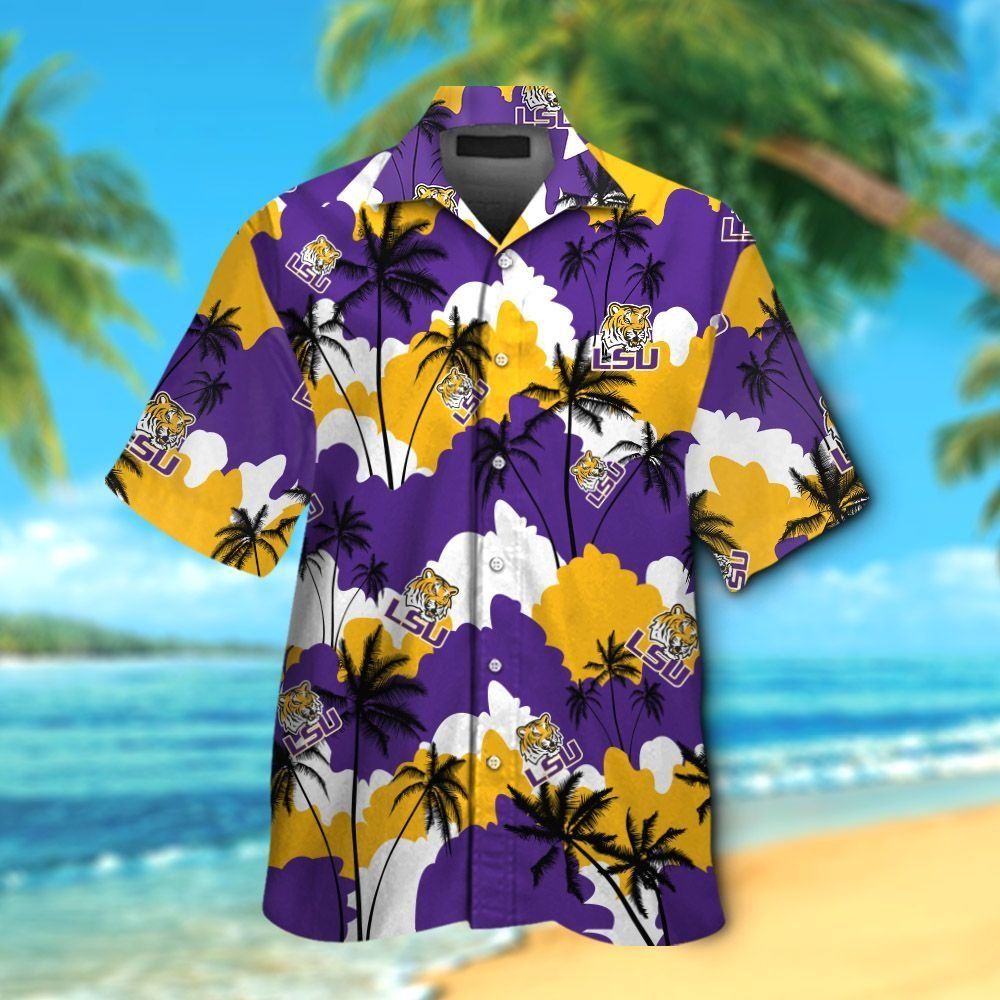 LSU Tigers Short Sleeve Button Up Tropical Hawaiian Shirt VER05
