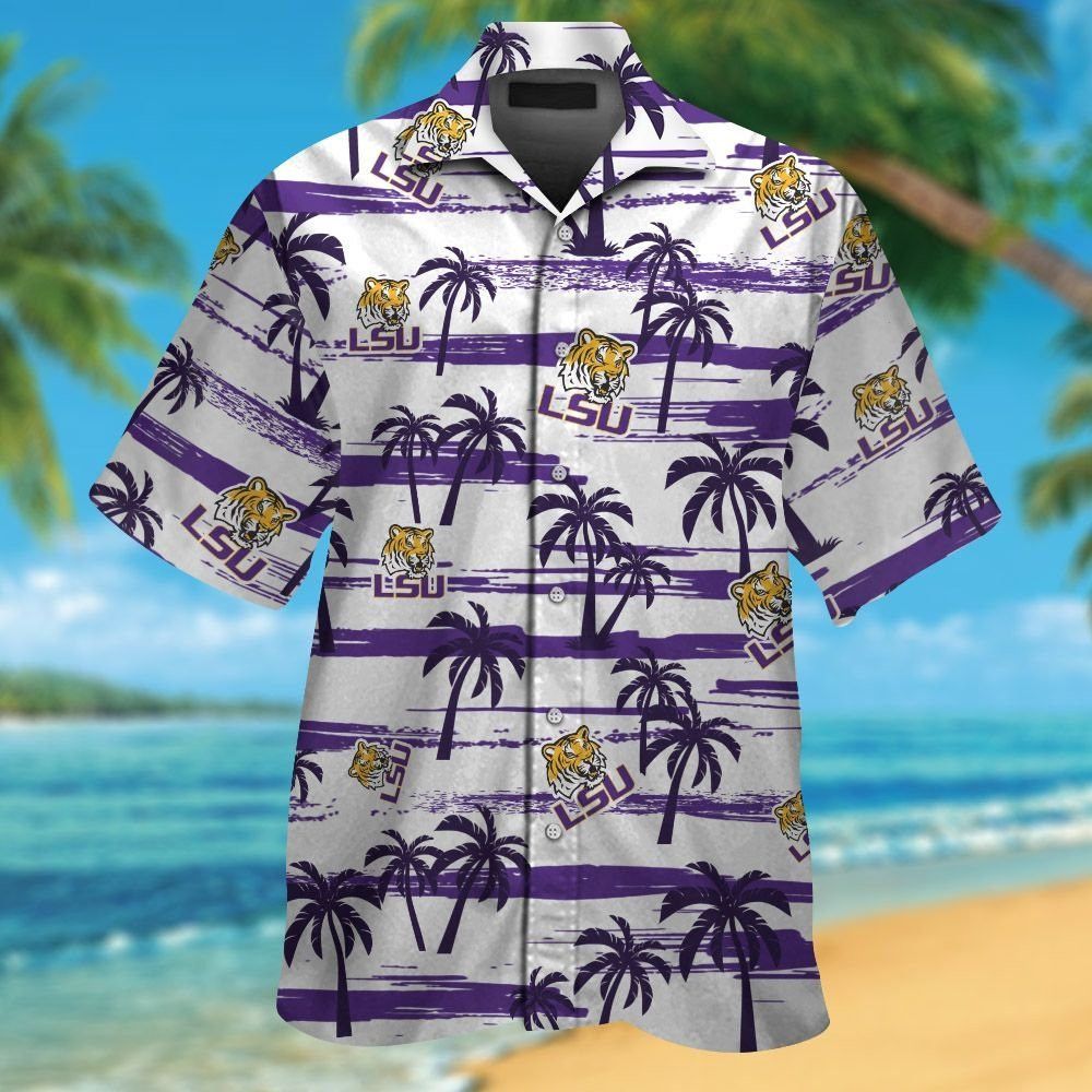 LSU Tigers Short Sleeve Button Up Tropical Hawaiian Shirt VER08