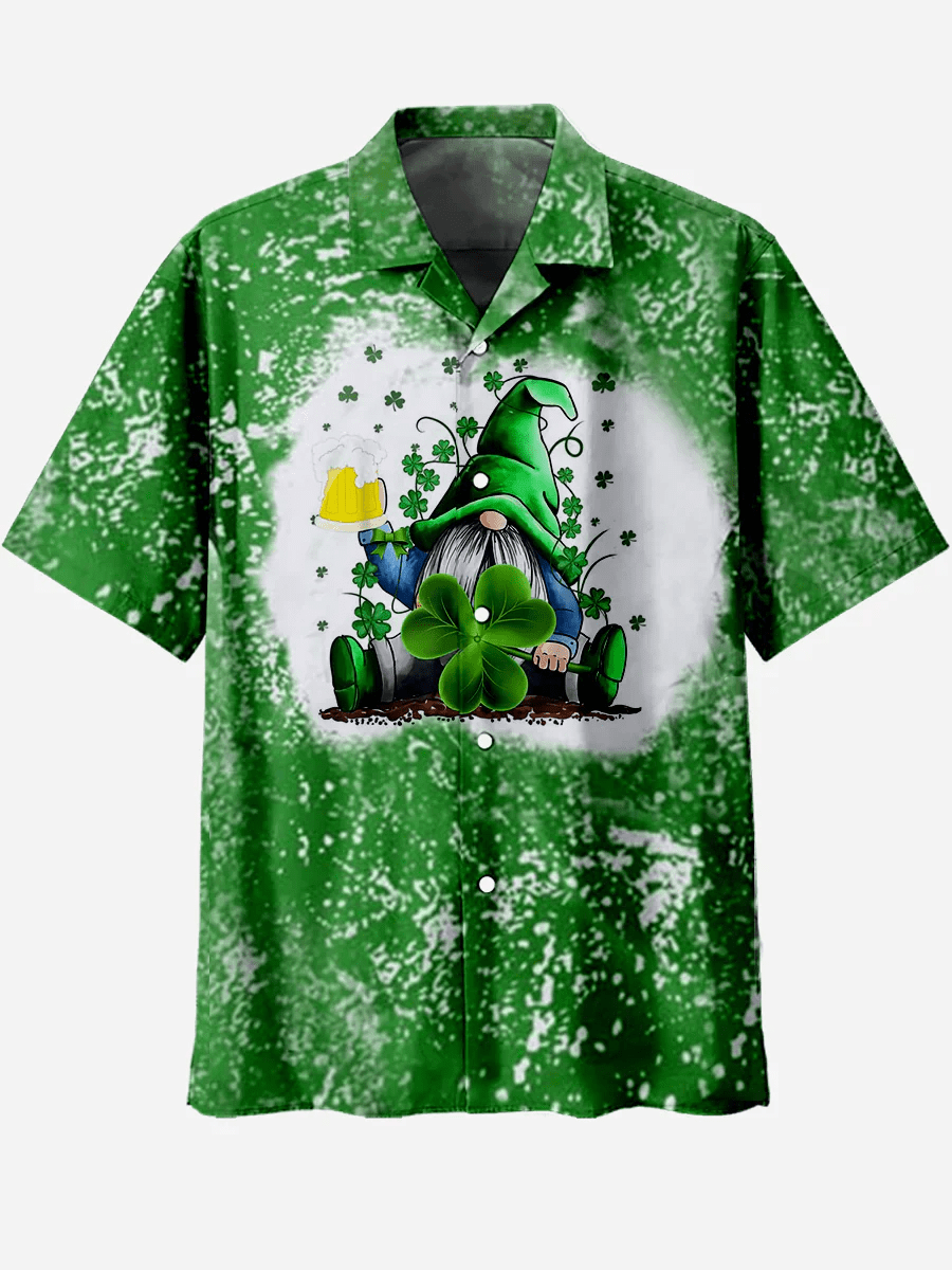 Lucky Clover & Skull Creative St. Patrick’s Day Trendy Hawaiian Shirt
