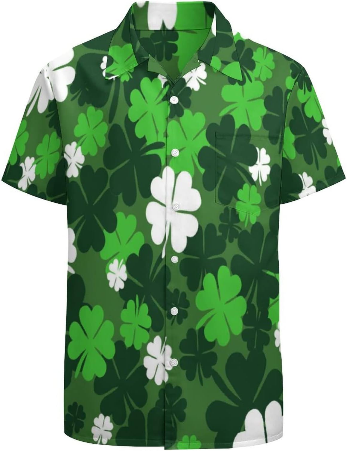 Lucky Clover St Patrick’s Day Hawaiian Shirt for Men Green Irish Shamrock Beach Party Wear