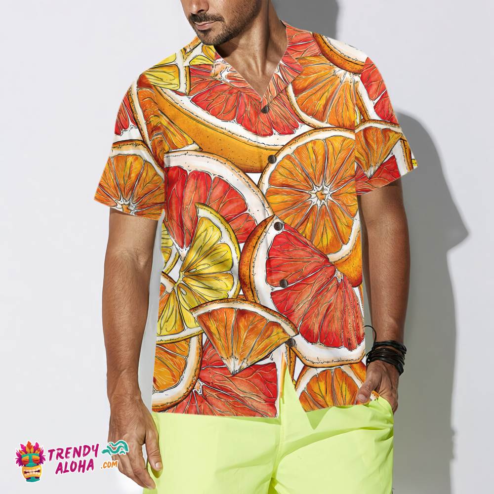 Luxury Summer Lemon & Orange Hawaiian Shirt Luxury Summer Lemon & Orange Hawaiian Shirt
