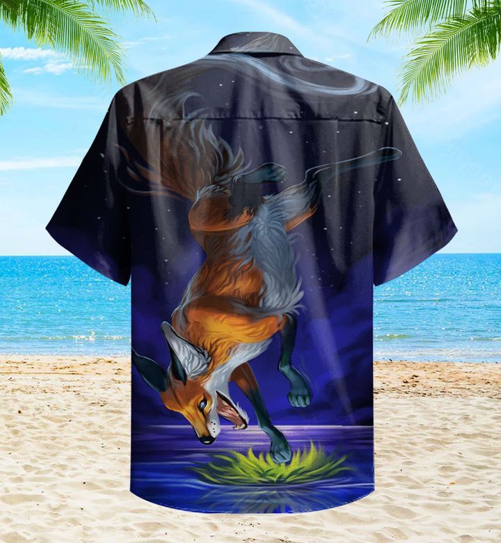 Magic Fox Blue Trendy Hawaiian Shirt 3D, Fox Lover Trendy Hawaiian Shirt For Summer Gifts