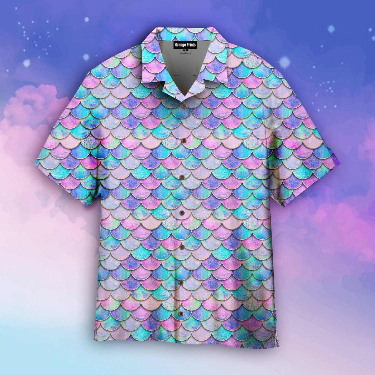 Magic Kingdom Mermaid Fish Scale Wave Hawaiian Shirt For