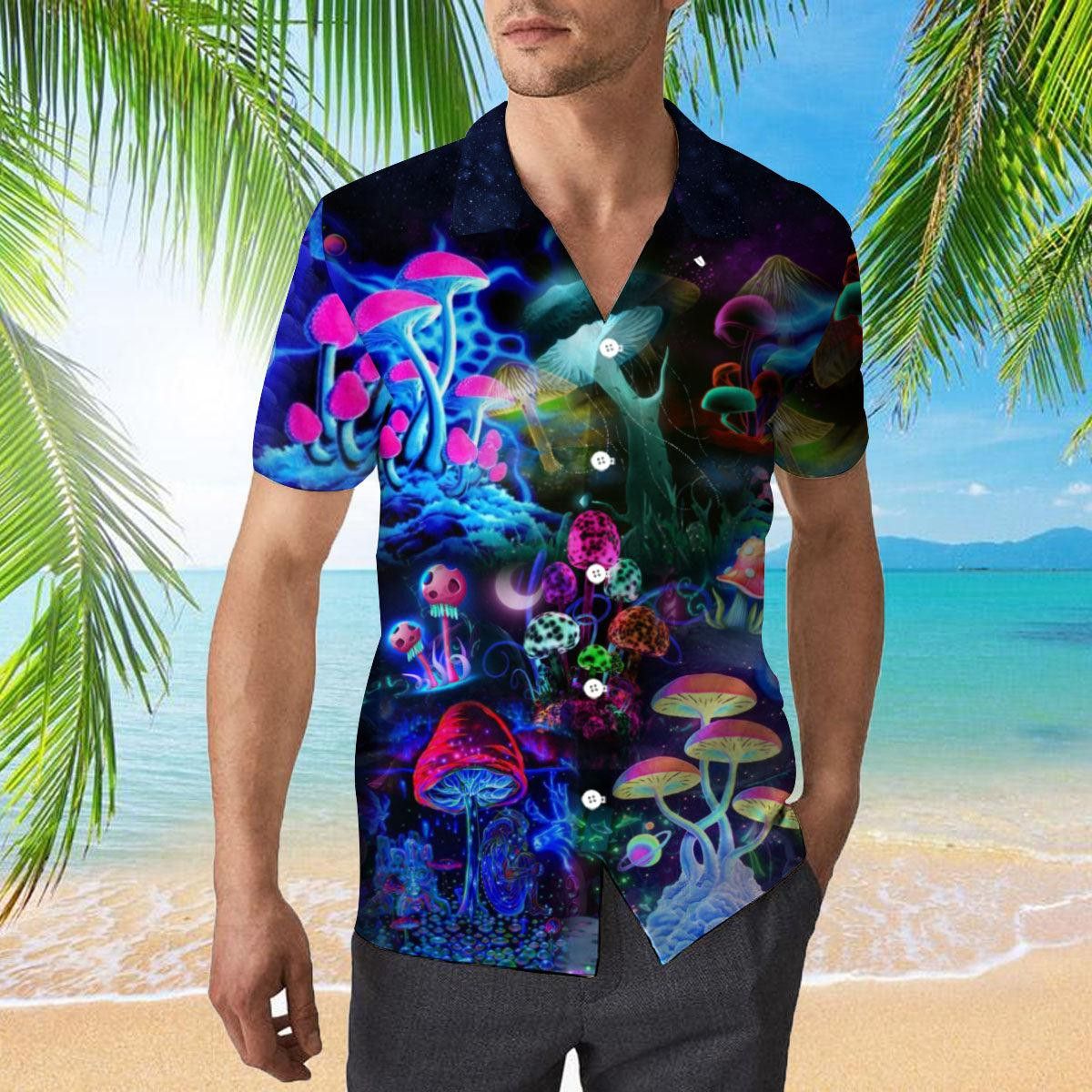 Magic Mushrooms Forest Hippie Hawaiian Shirt