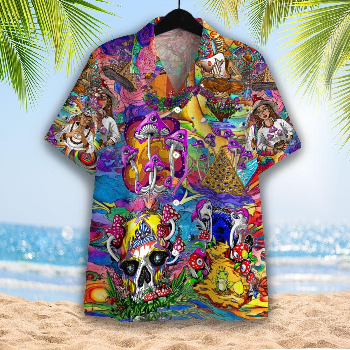 Magic Mushrooms Psychedelic Hippie Hawaiian Shirt