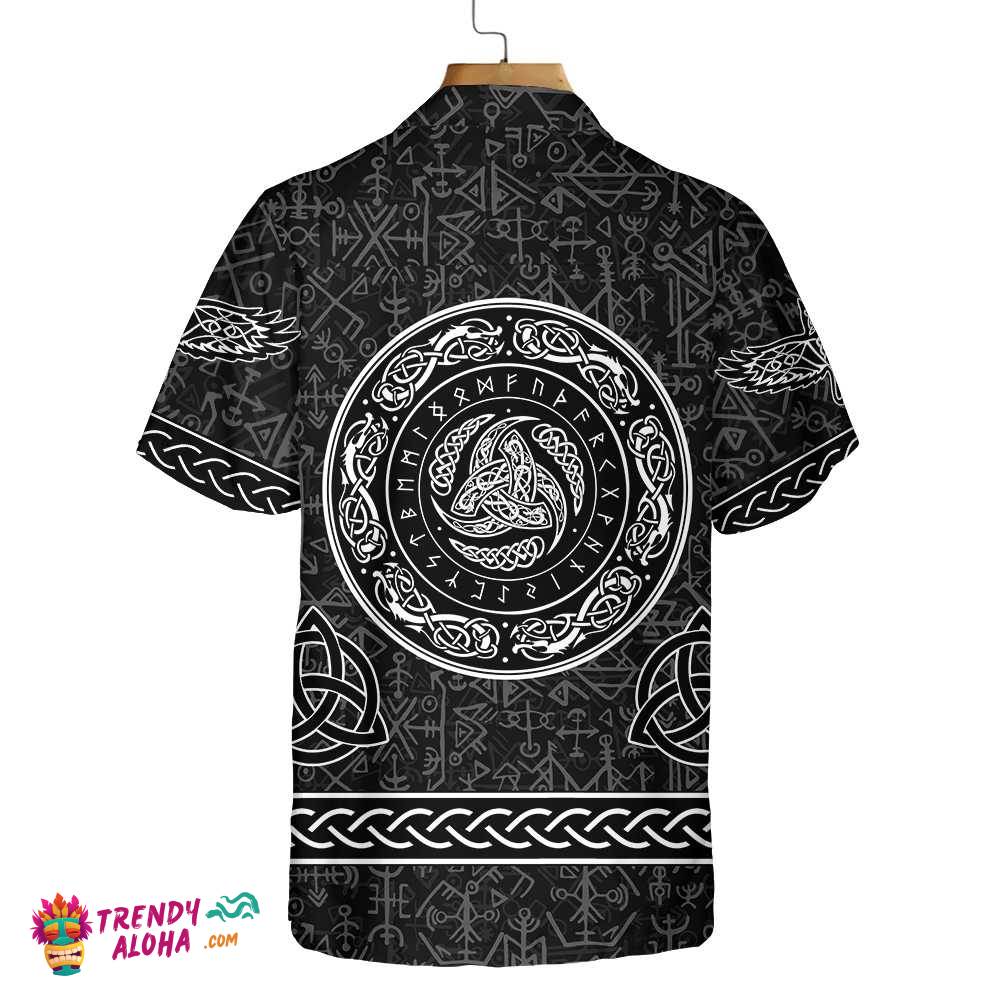 Magic Viking Symbol Hawaiian Shirt, Ethnic Norse Seamless Pattern Viking Shirt