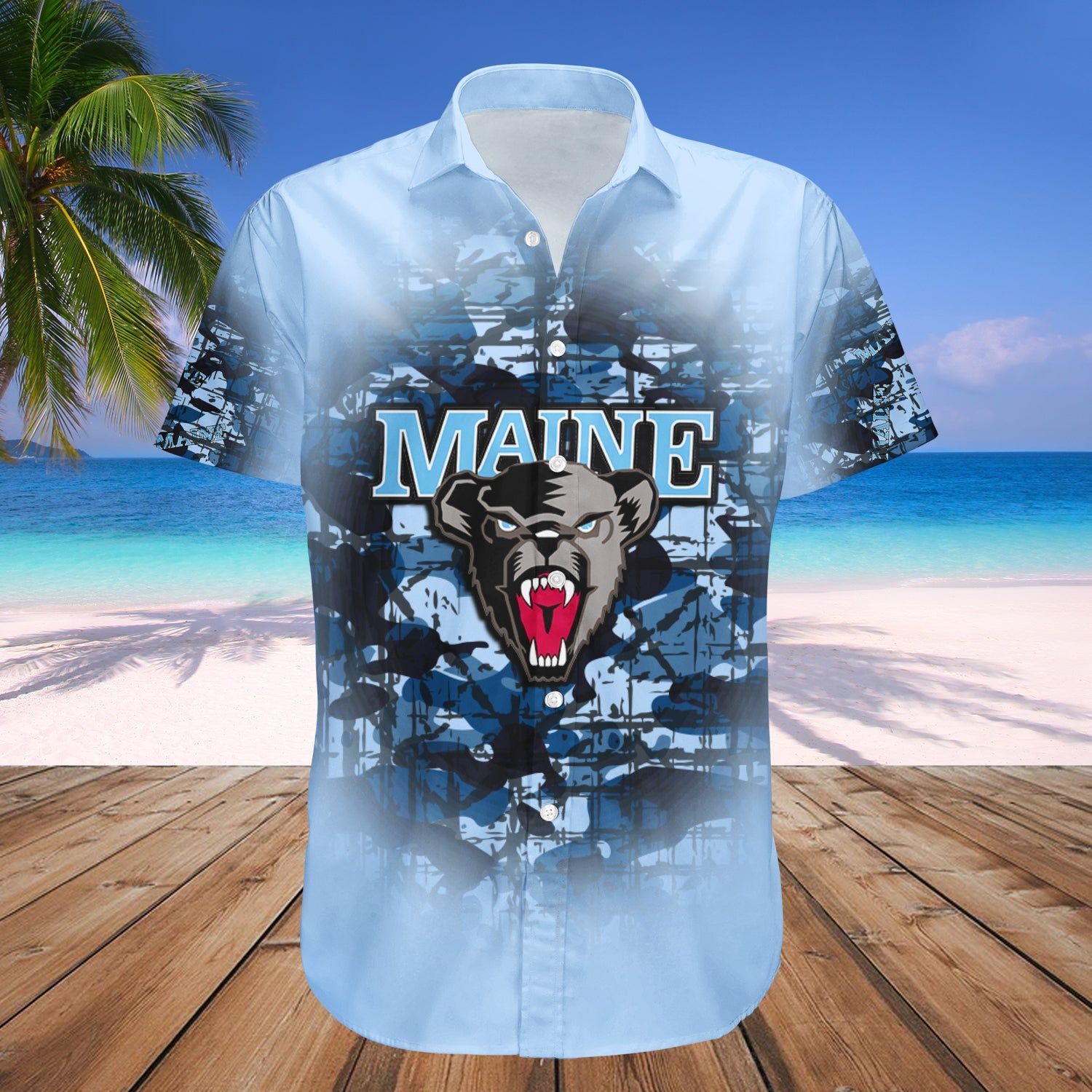 Maine Black Bears Hawaii Shirt Camouflage Vintage – NCAA
