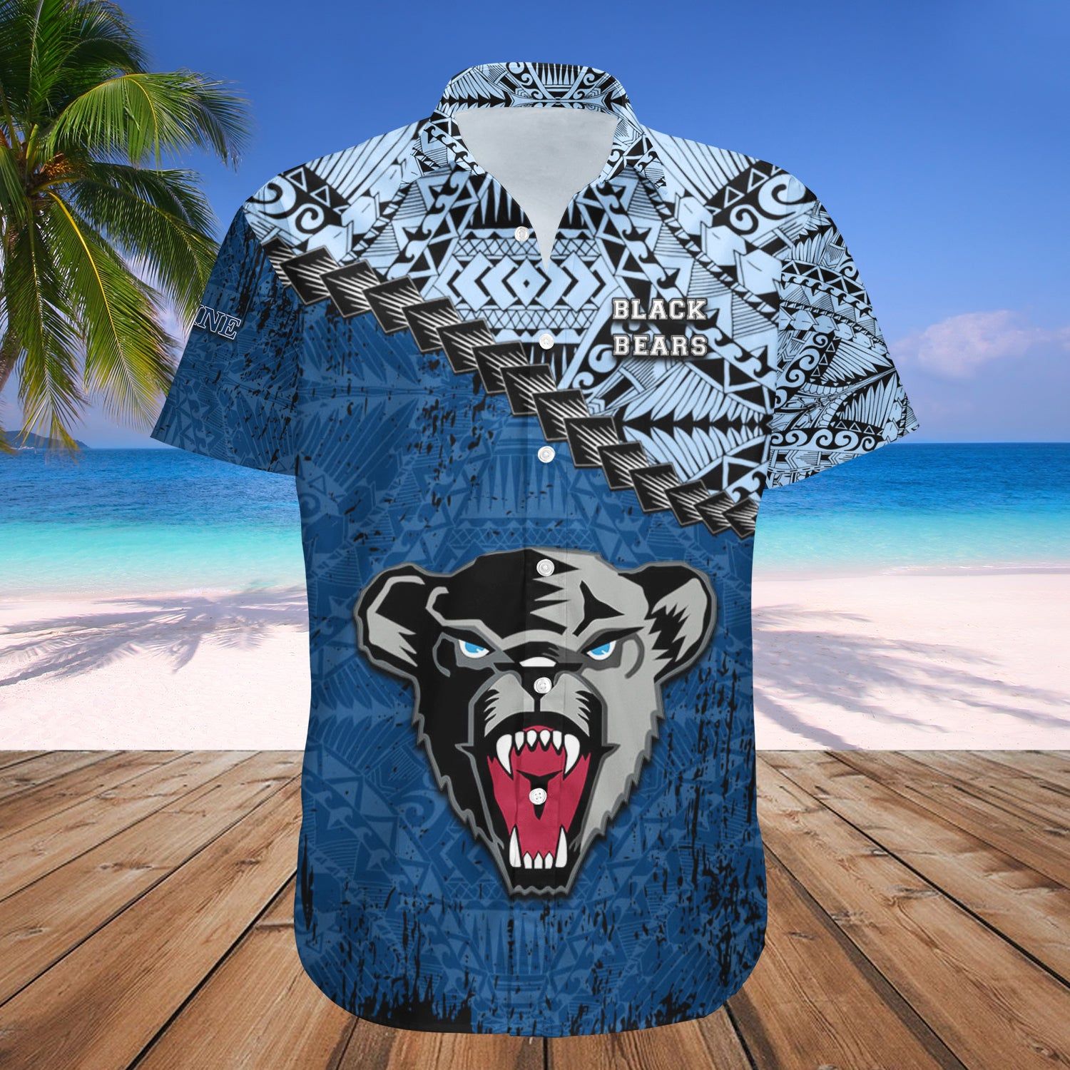 Maine Black Bears Hawaii Shirt Grunge Polynesian Tattoo – NCAA