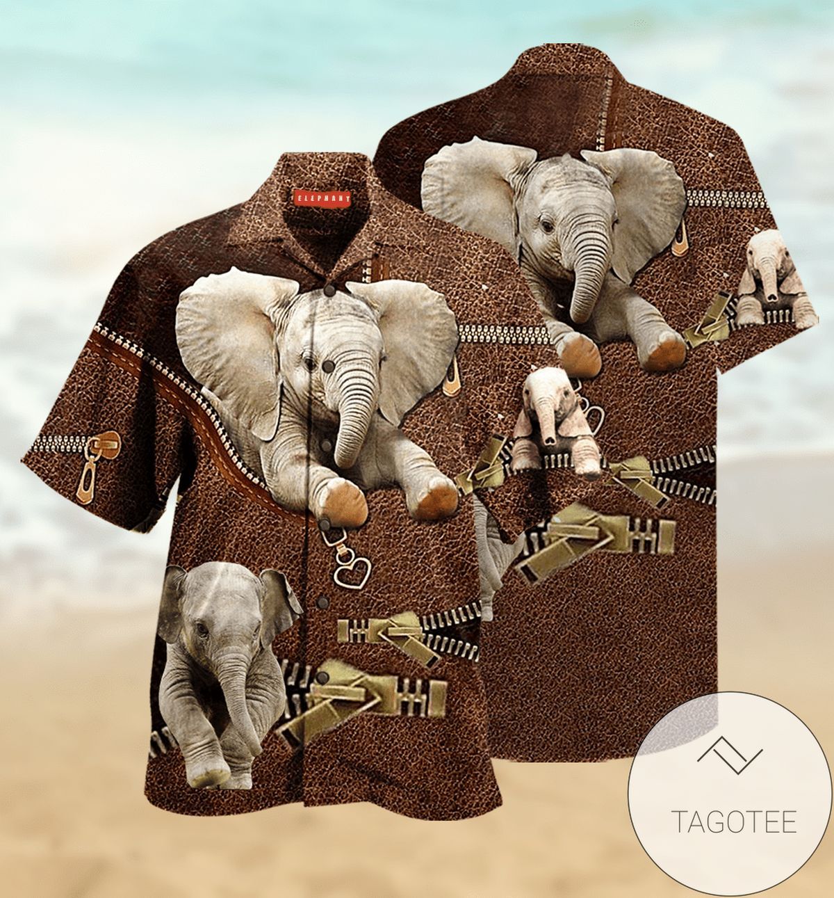 Majestic Elephant Prowess Captured in Hawaiian Shirt Design