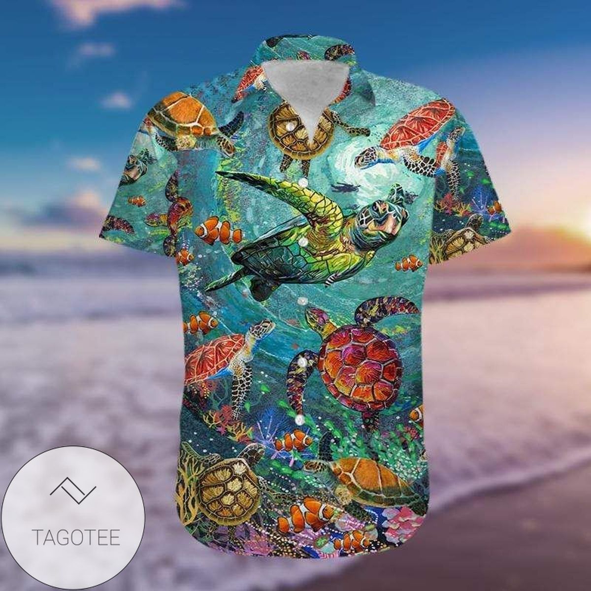 Majestic Turtle’s Deep Ocean Exploration Hawaiian Shirt Design