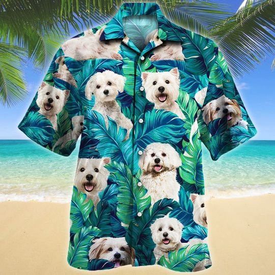 Maltese Dog Lovers Hawaiian Style For Summertime All Printed 3D Hawaiian Shirt