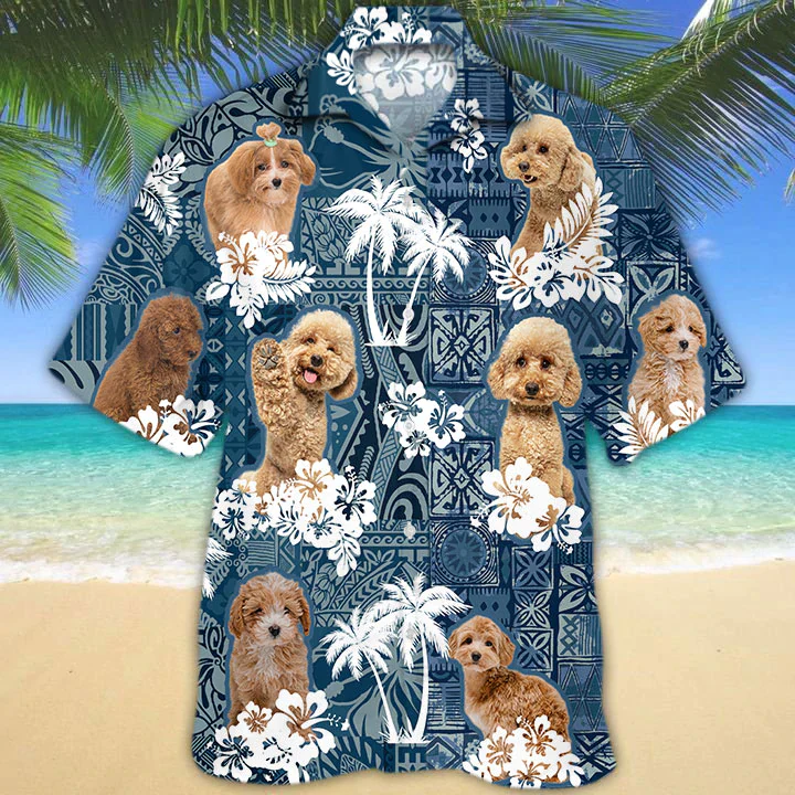 Maltipoo amidst Flowers Design Hawaiian Shirt for All