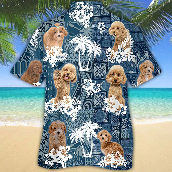 Maltipoo Trendy Hawaiian Shirt, Flower Dog Short Sleeve Hawaiian Aloha Shirt, Trendy Hawaiian Shirt For Men, Women