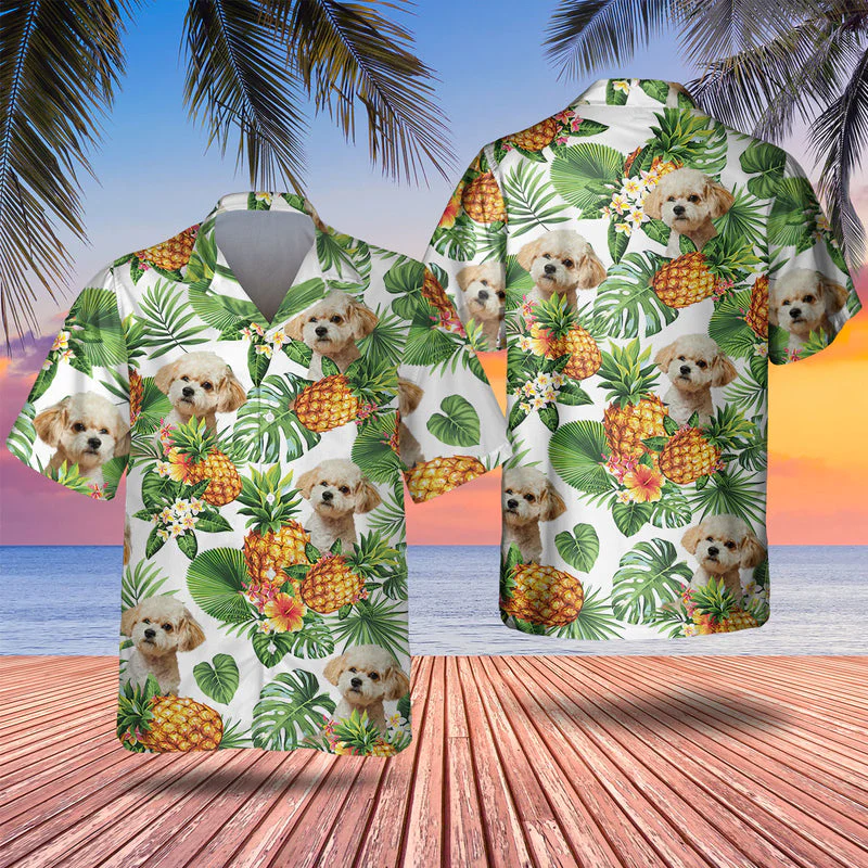 Maltipoo Tropical Pattern Trendy Hawaiian Shirt, Dog Lover Trendy Hawaiian Shirt, Summer Gift For Men And Women