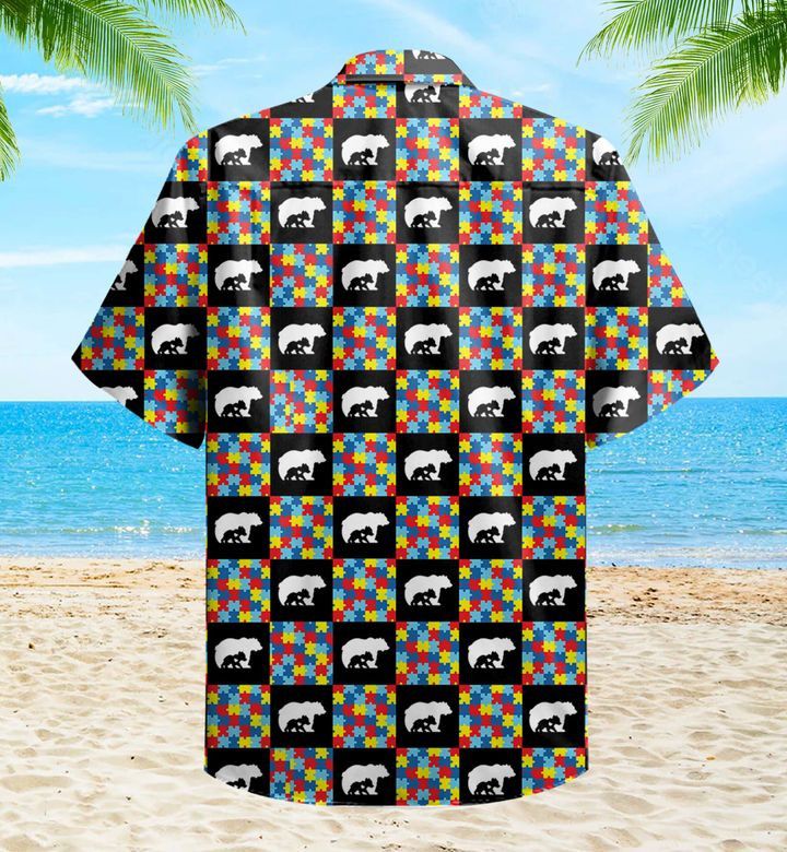 Mama Bear Autism Colorful Trendy Hawaiian Shirt 3D Summer Gifts